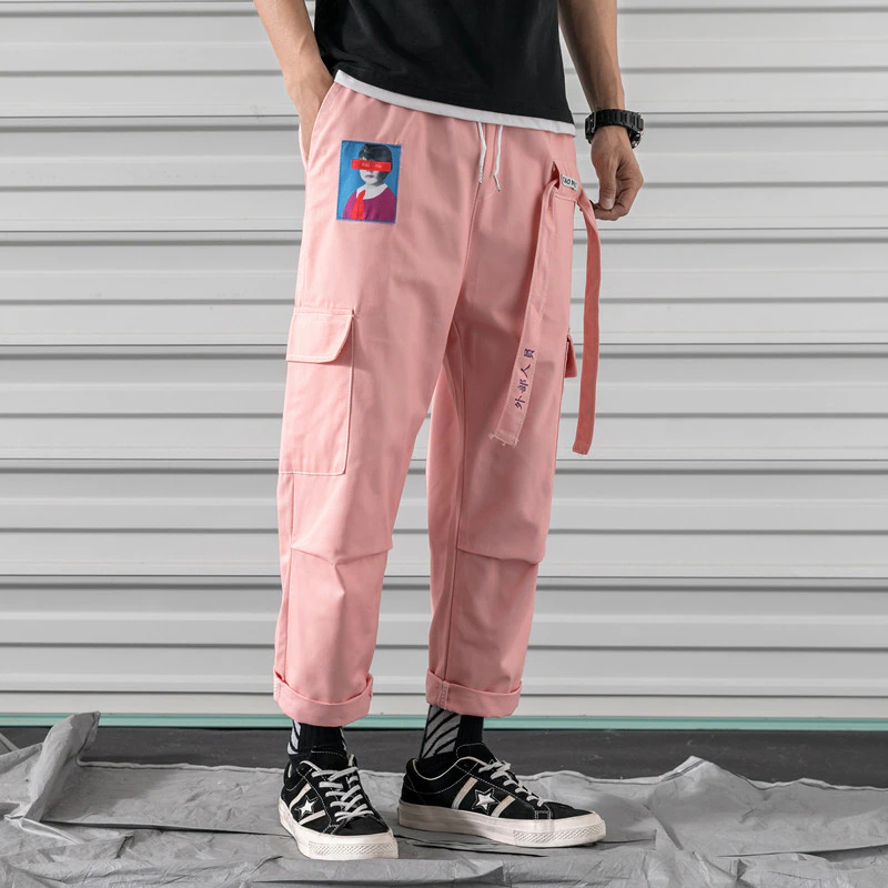 pink cargo pants for men