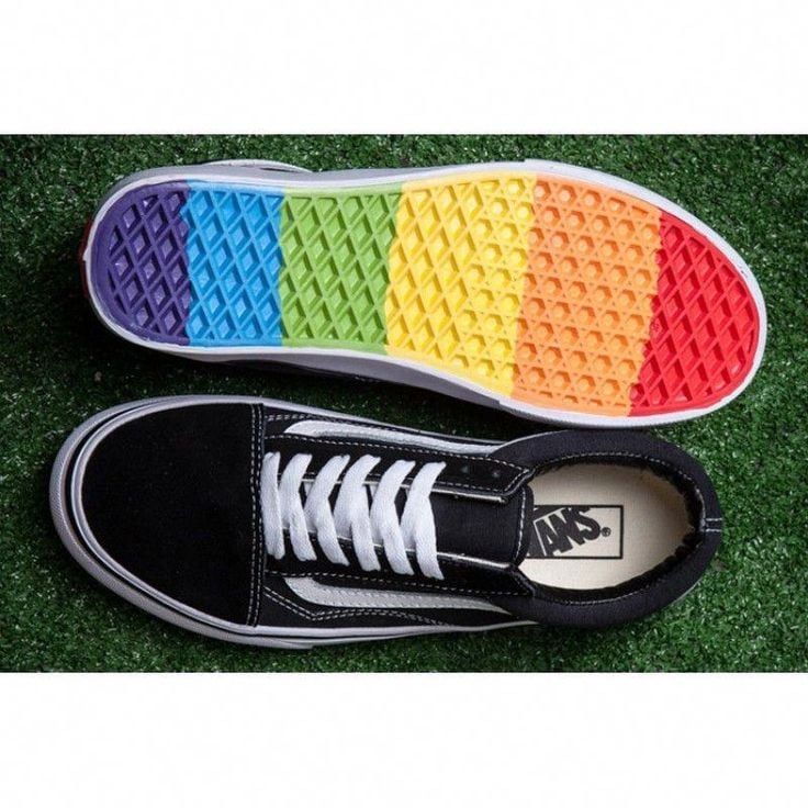 Vans Old Skool Rainbow Sole Low Top Skate Pride Shoes