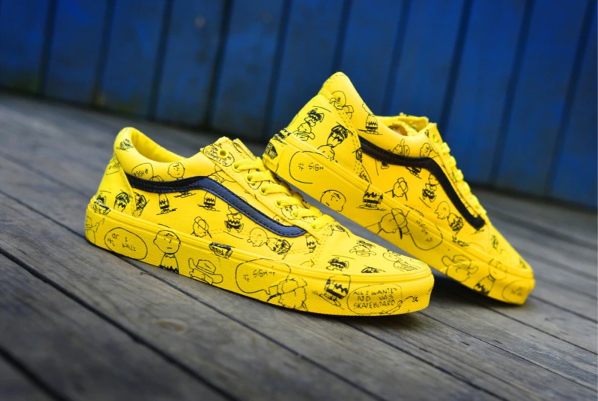 vans peanuts yellow and black