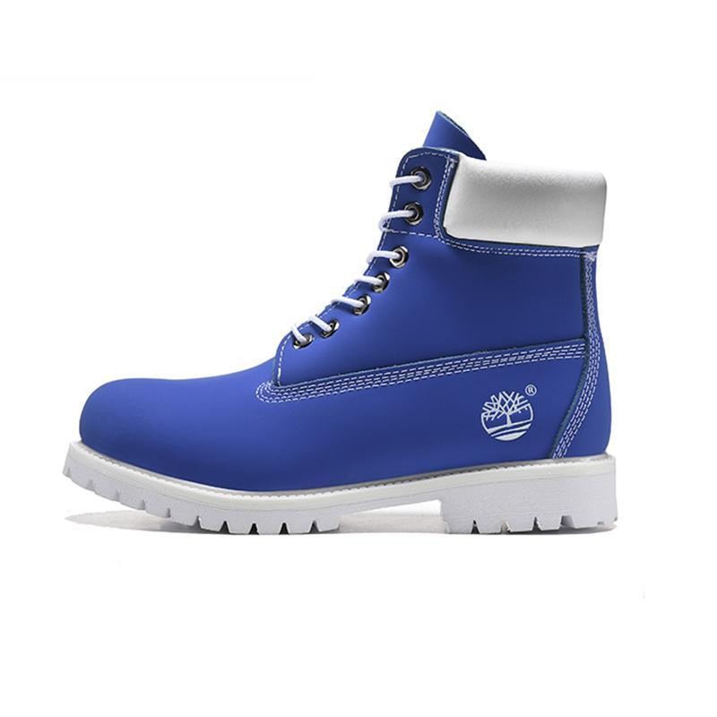 Unisex Blue And White Timberlands Waterproof Shoes Unisex 6 Inch