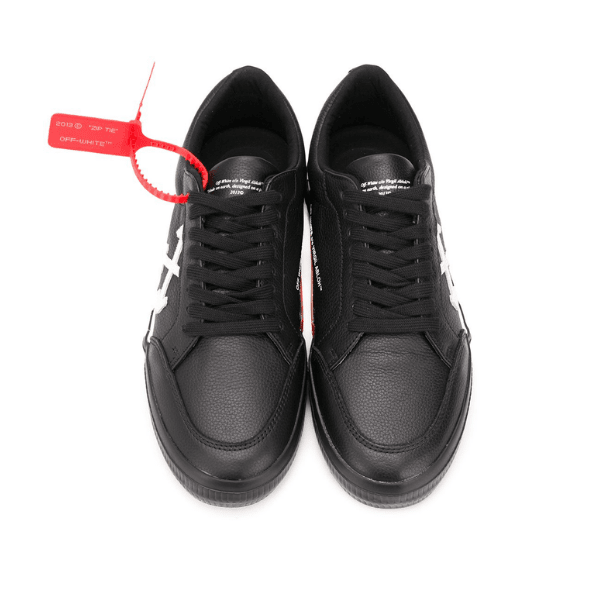 off white vulcanized low black leather