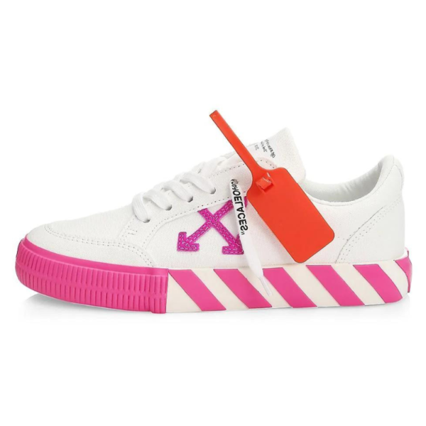 off white shoes with pink logo