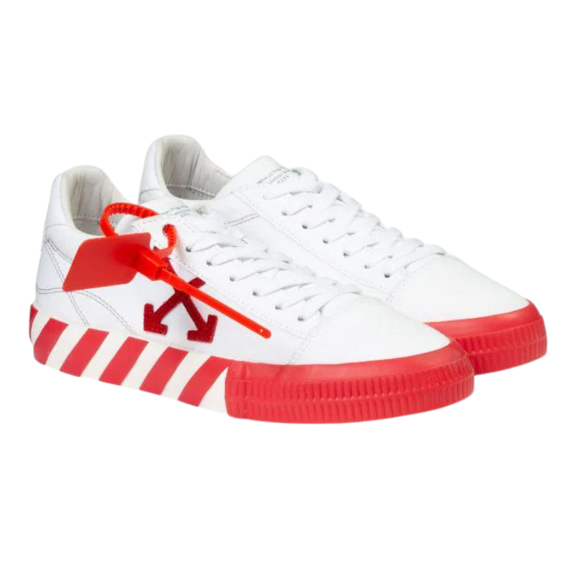 pair of red vulcanized shoes