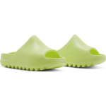pair of Yeezys Slides Kids Glow Green